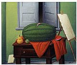 Fernando Botero Famous Paintings - Still Life With Watermelon
